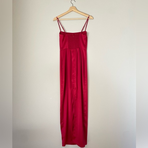 NEW Reformation Frankie Satin Sheath Maxi Dress Rubies Pink Red | sz 0 - Picture 10 of 13